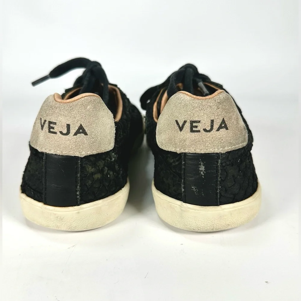 Veja Black Women’s Bastille Low Tilapia skin Sneakers